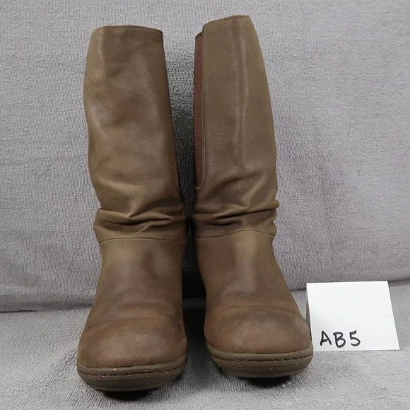 Keen Boots Akita Womens 8.5 Brown Leather Pull On Wedge Knee High Round Toe - Picture 2 of 7